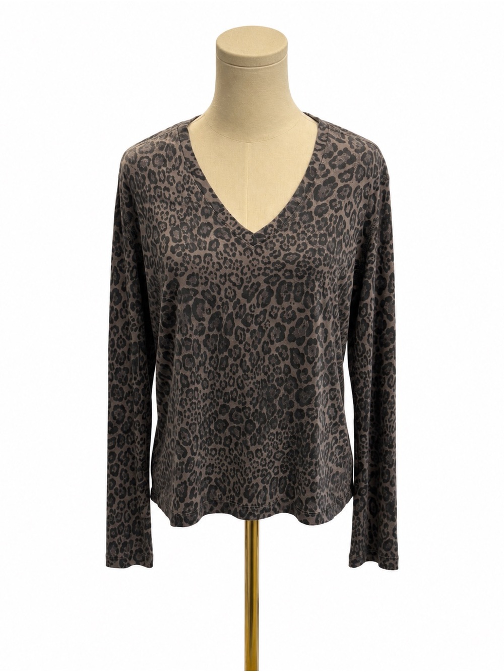 Rails The Sami Charcoal Cheetah Leopard Print V-Neck Long Sleeve Top Medium